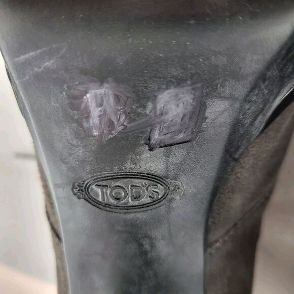 Tod's Boots Womens 7 37 Chukkah Platform Heel Lace Up Gray Suede Academia Prep - Picture 12 of 12